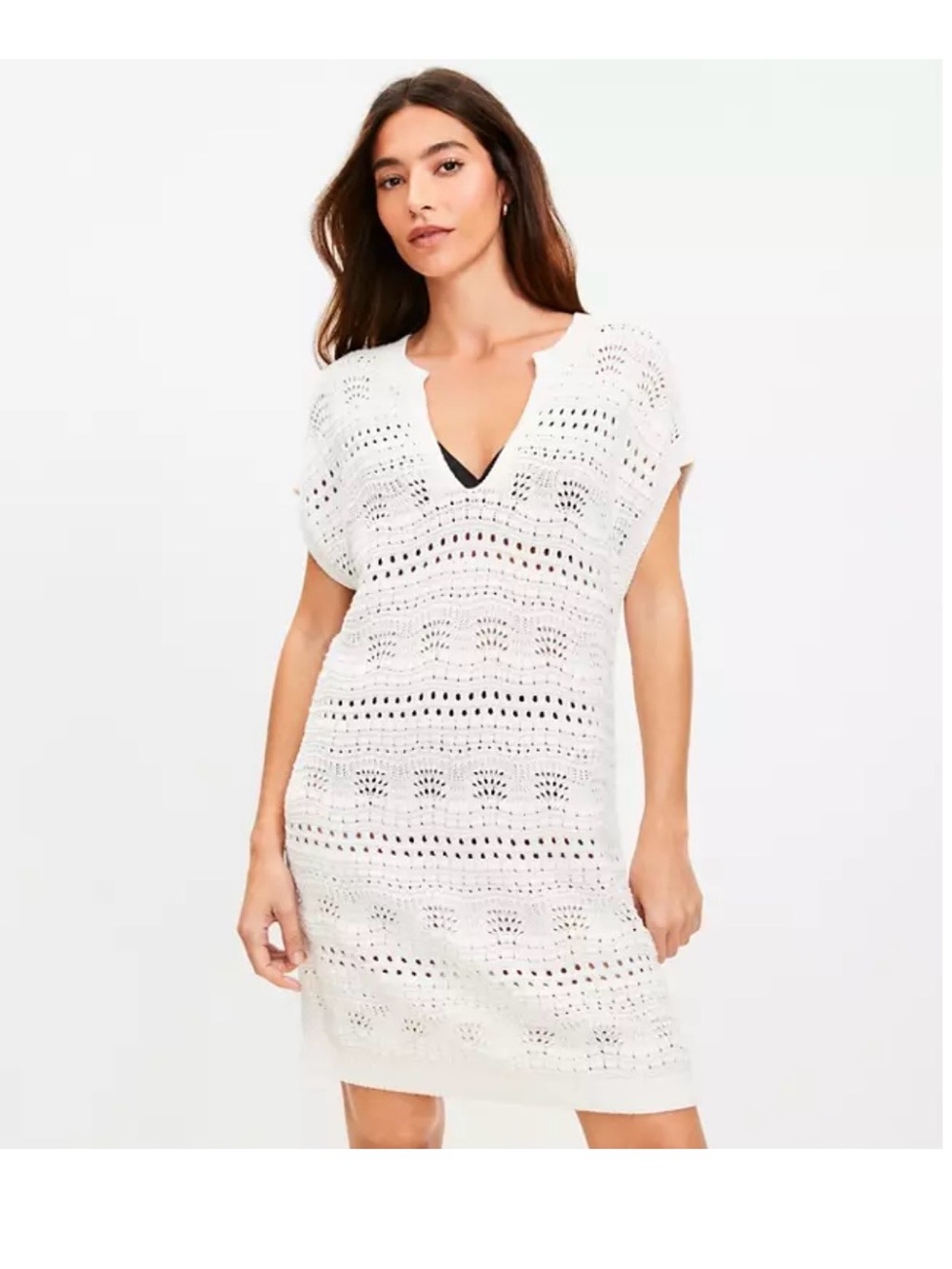 Loft Pointelle Split Neck Swimsuit Coverup